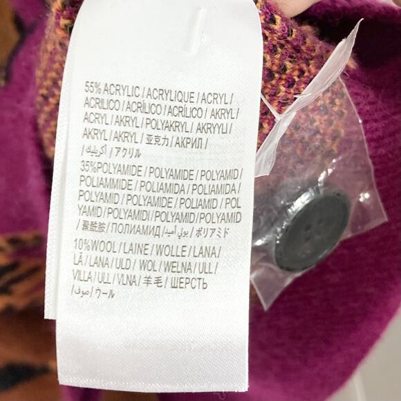 NWOT FARM RIO Cardigan M Oversized Wild-Leopards&Animal-Print Fuchsia-Pink&Brown - Picture 9 of 12